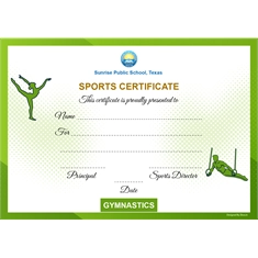 School Sports Award Certificate Gymnastics A4 Size | Use on Laser Printer